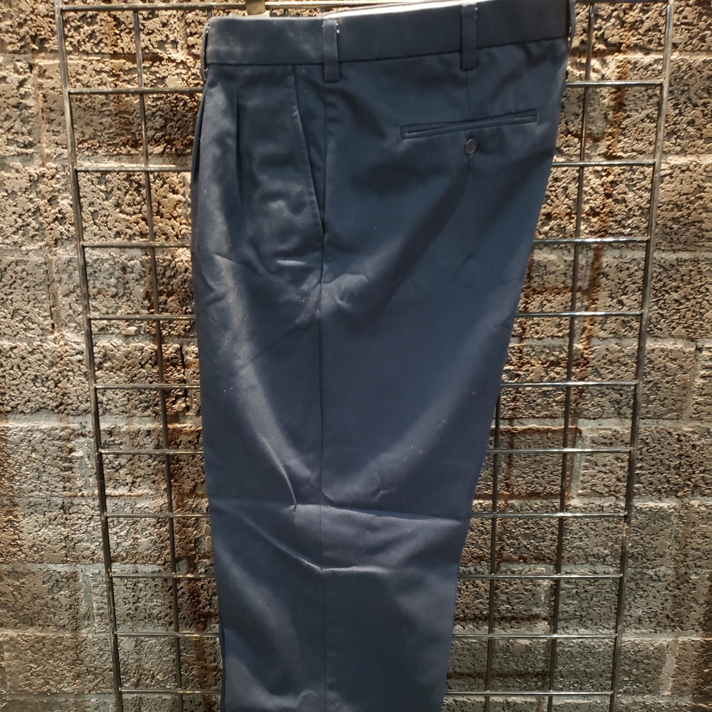 Navy blue pleated/cuffed chino dress pants